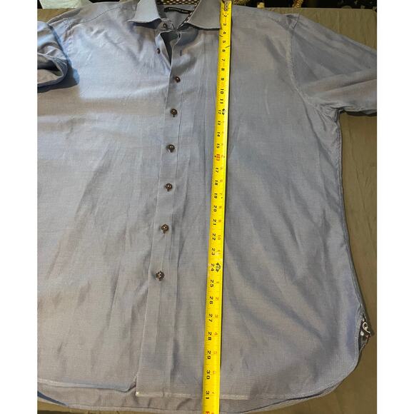 Hammer Made Men’s Dress Shirt 44 Blue Micro-Check Pattern Modern Fit - Picture 6 of 7